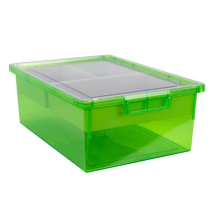 Bin, Tray, Tote, Green, High Impact Polystyrene, 12.25 In W, 6 In H